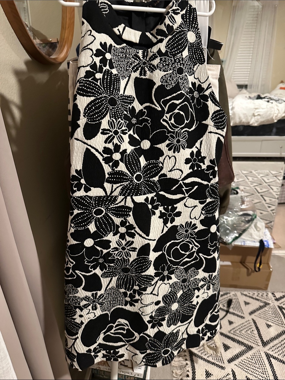 Zara Black & White Floral Halter Dress